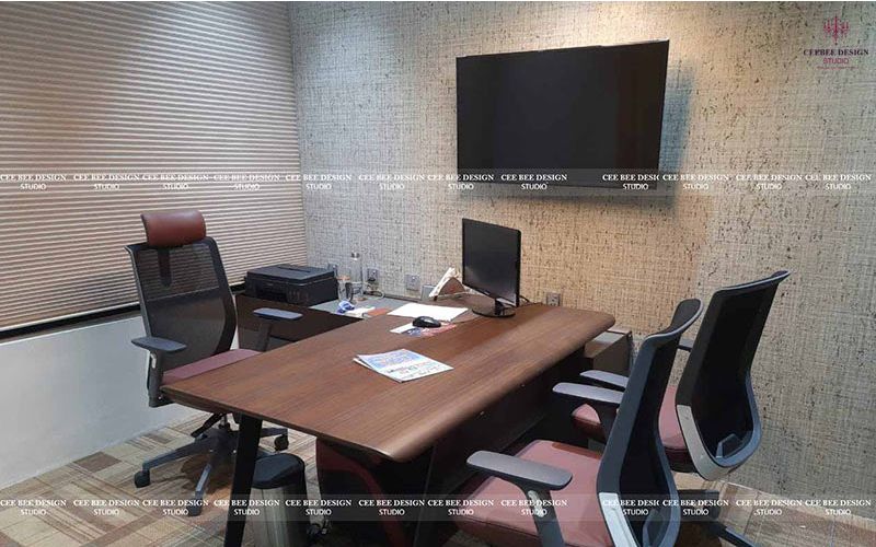 Sleek office interior design in Bangalore by commercial interior designers.