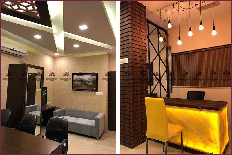 A modern office and a stylish jewellery showroom contemporary design by an interior designer in Kolkata.